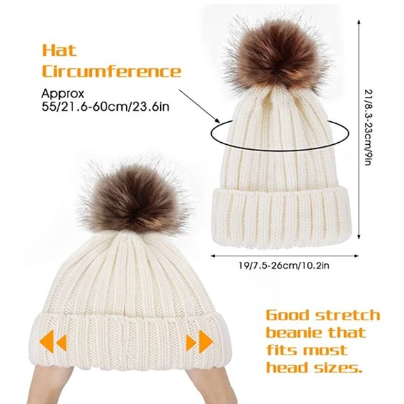 Womens Winter Beanie Hat with Warm Lined Cold Weather Outer Tan Cream - Picture 1 of 6
